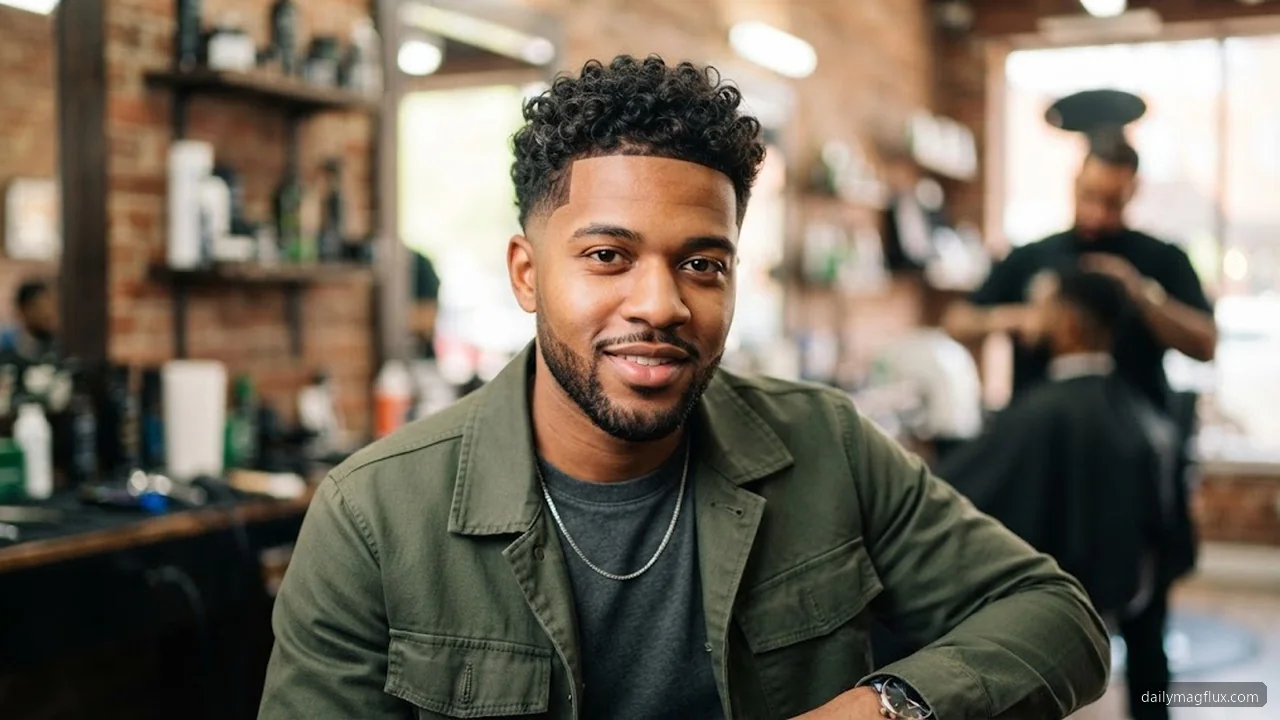 Curly Top Mid Taper Fade - Mid Taper Fade Short Hair Styles for Men hair visualizer