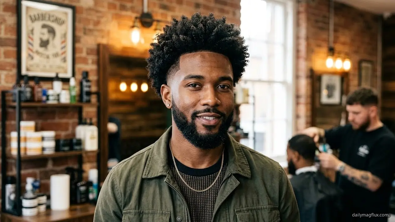 Coily Afro Mid Taper - Mid Taper Fade Curly Hair hair visualizer