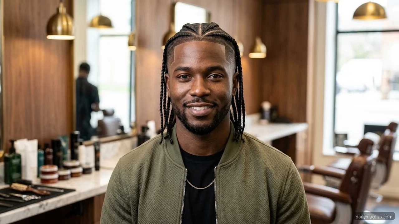 Low Taper Fade with Cornrows and Box Braids - Low Taper Fade Haircut for Black Men hair visualizer