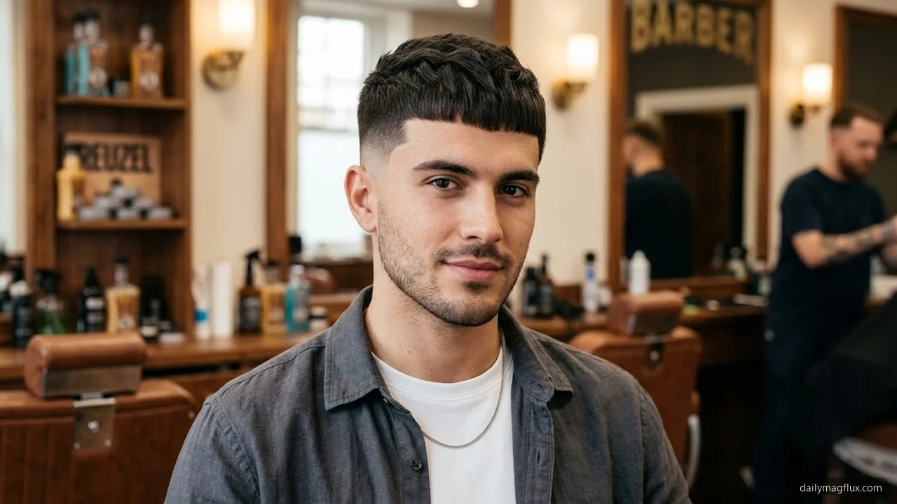 Textured Caesar Cut with Sharp Low Neck Taper - Low Taper Fade Haircut for Straight Hair hair visualizer
