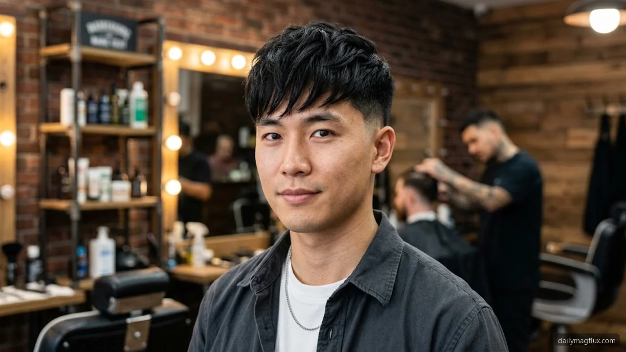 Asian Textured Fringe - Low Taper Fade Textured Fringe hair visualizer