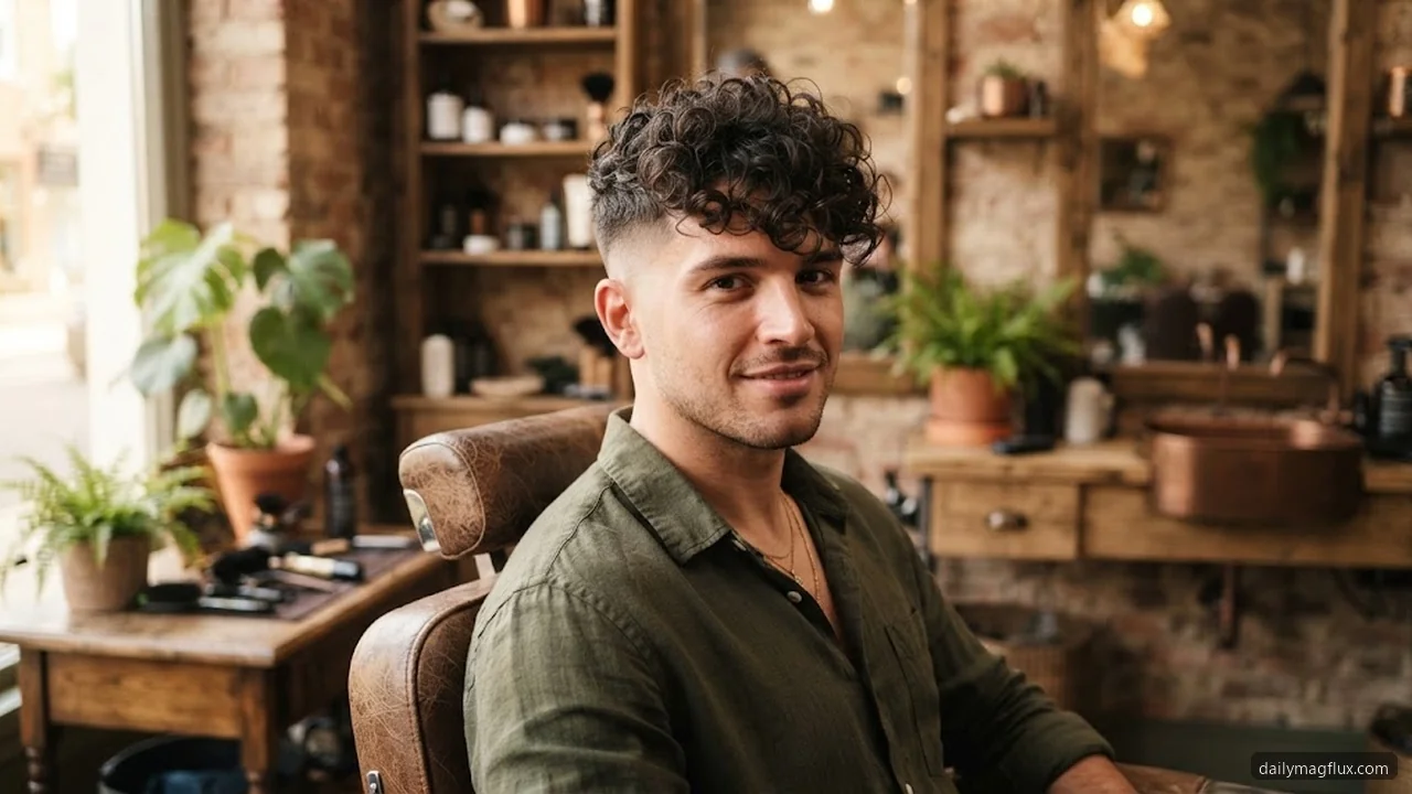 Buzz Cut Transition with Curly Top - Low Taper Fade Curly Hair hair visualizer