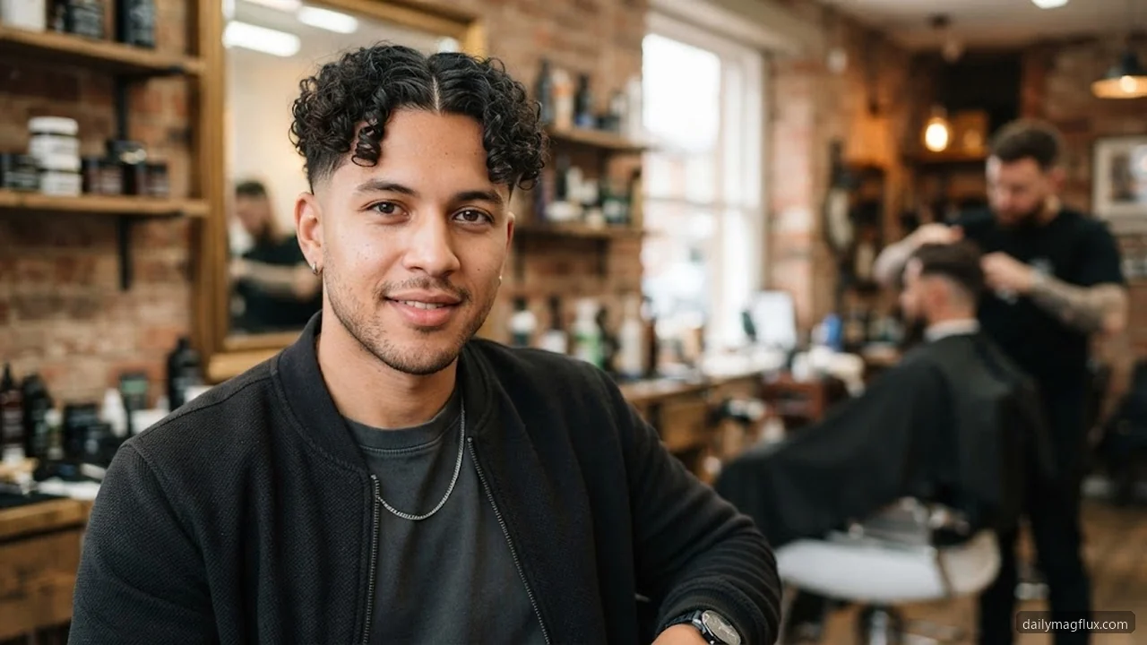 Curly Hair - Mid Taper Fade Middle Part Styles hair visualizer