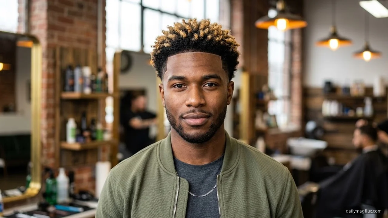 Low Taper Fade with Dyed or Bleached Tips - Low Taper Fade Haircut for Black Men hair visualizer