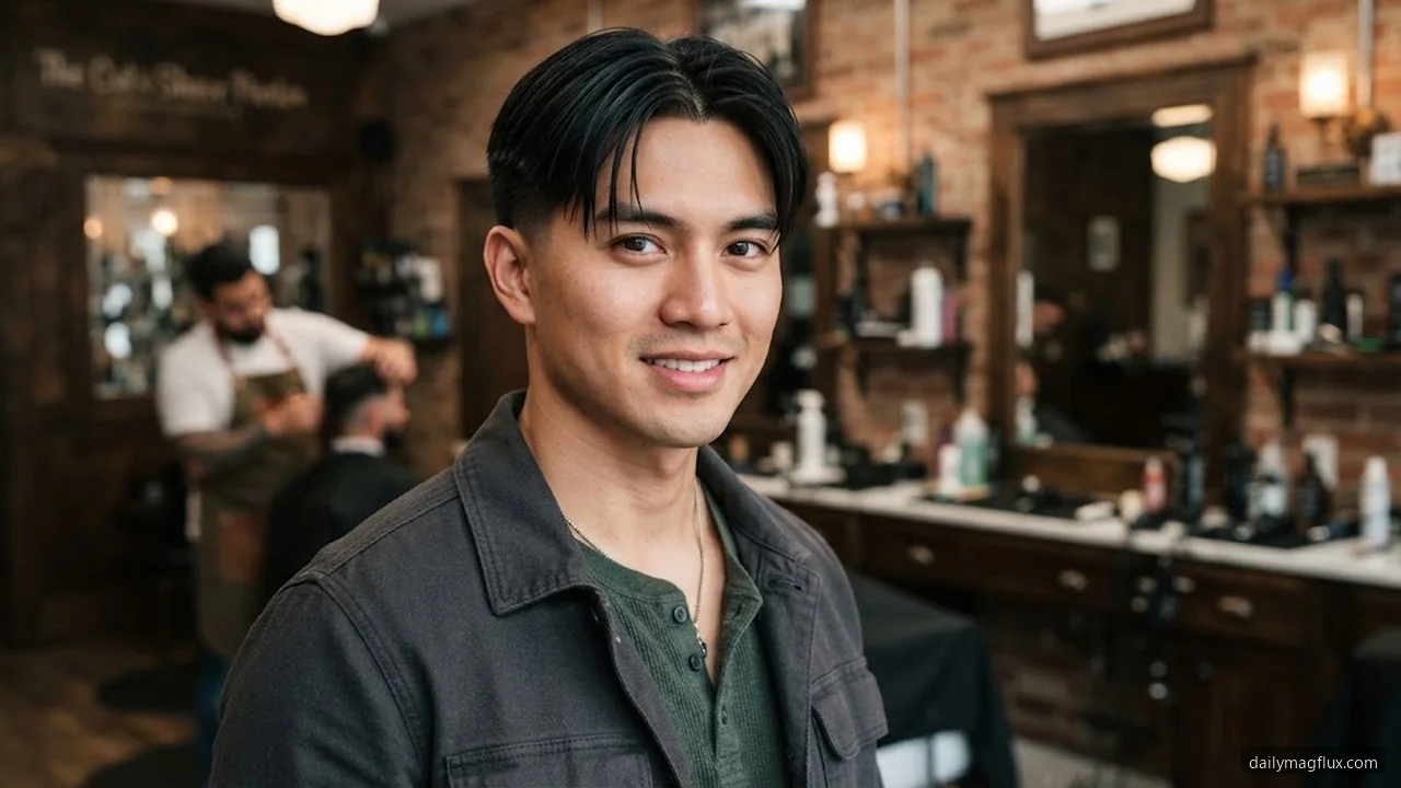Asian Hair Taper with Middle Part - Low Taper Fade Middle Part hair visualizer