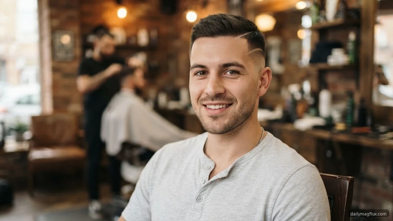 Young Men - Mid Taper Fade with Design Ideas hair visualizer