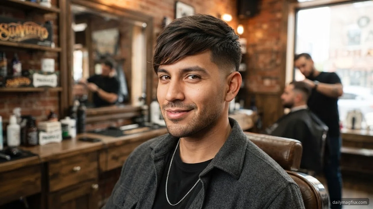 Side-Swept Textured Fringe - Low Taper Fade Textured Fringe hair visualizer