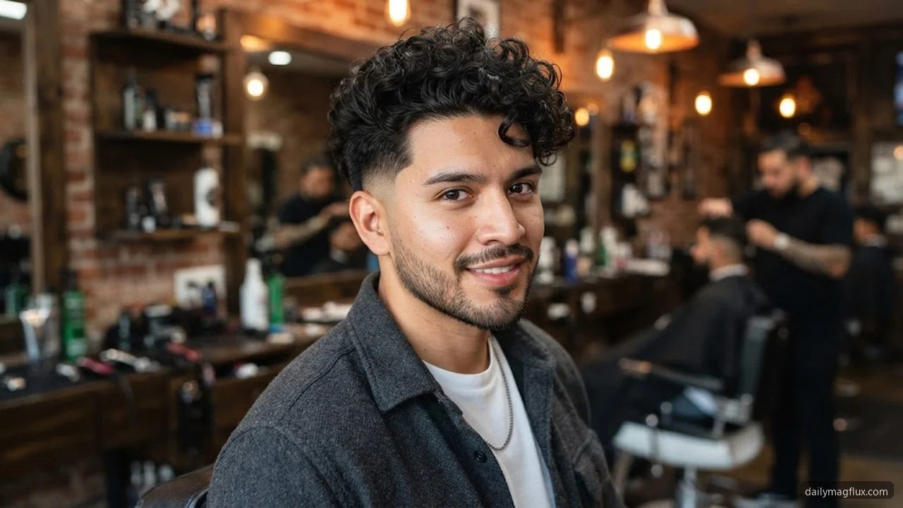 Curly Quiff Fade - Low Taper Fade Curly Hair hair visualizer