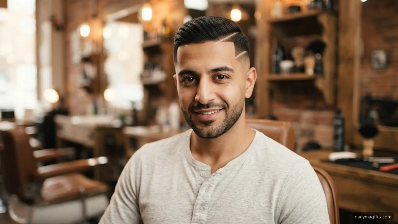 Touch-Up Frequency - Mid Taper Fade with Design Ideas hair visualizer