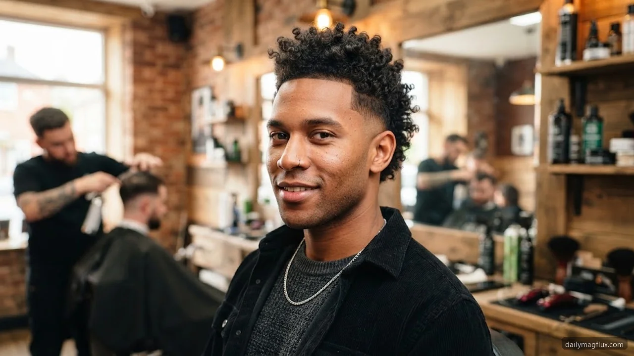 Curly Mohawk Fade - Low Taper Fade Curly Hair hair visualizer