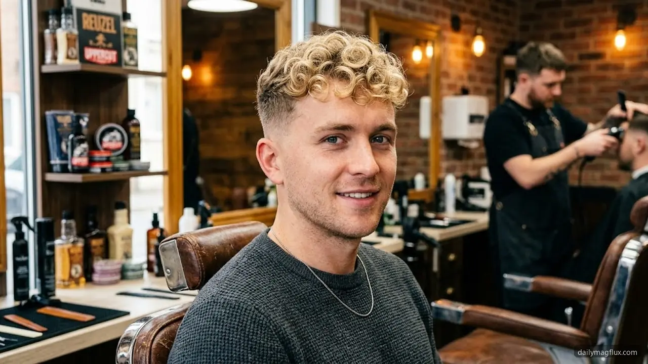 Blonde Curly Taper - Low Taper Fade Curly Hair hair visualizer