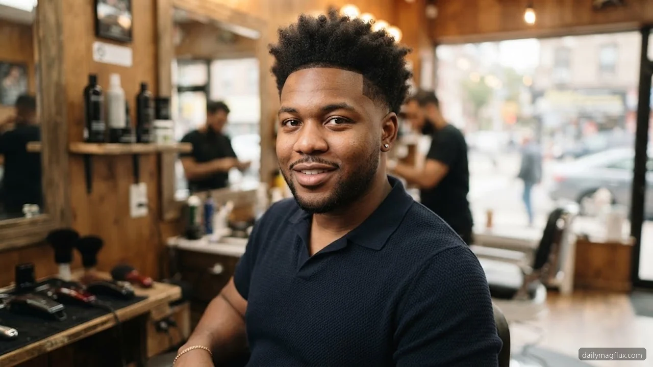 Round Face - Mid Taper Fade Black Male hair visualizer