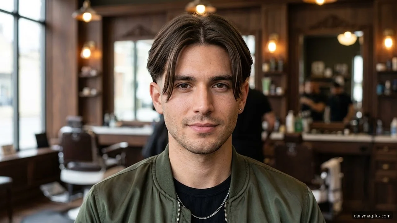 Flowing Middle Part (Curtains) with Low Taper - Low Taper Fade Haircut for Straight Hair hair visualizer