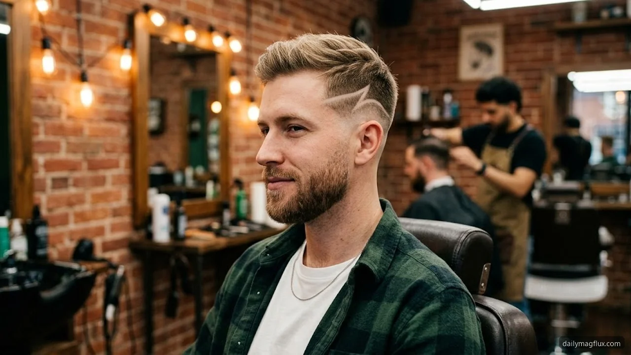 Bold Statement Designs - Mid Taper Fade with Design Ideas hair visualizer