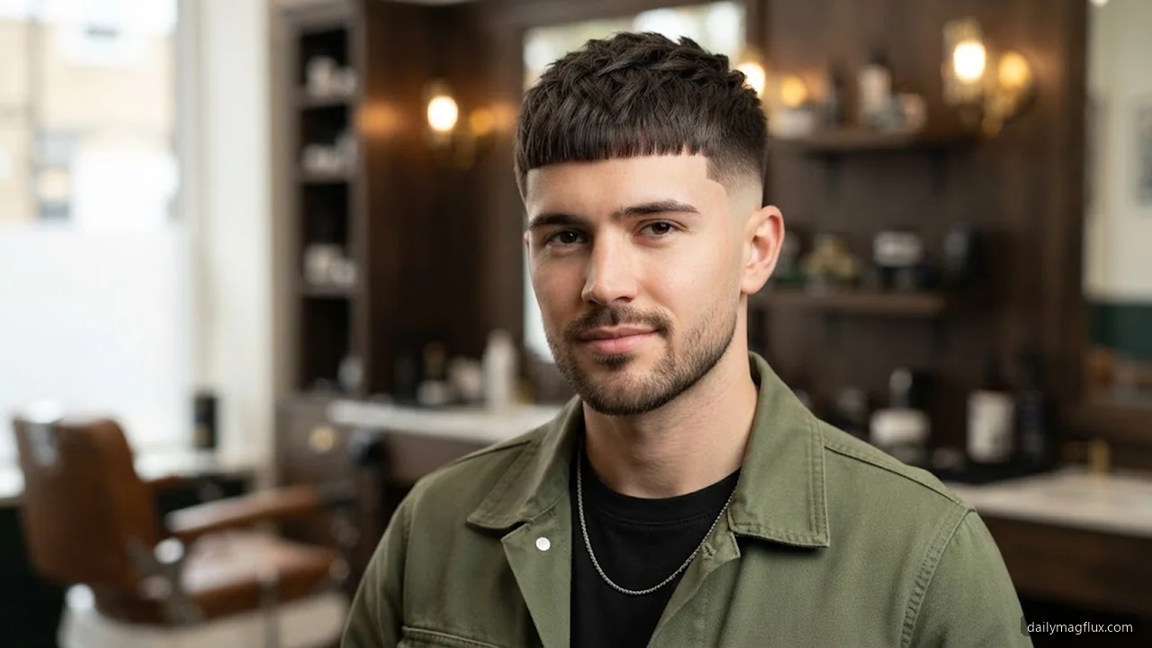Textured French Fringe with Low Skin Taper - Low Taper Fade Haircut for Straight Hair hair visualizer