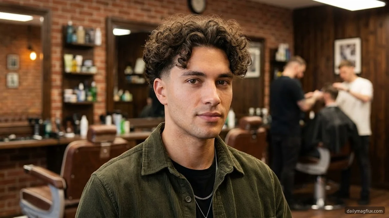 Curly Hair - Low Taper Fade Middle Part hair visualizer