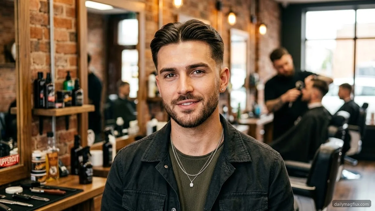 Middle Part vs Slick Back - Mid Taper Fade Middle Part Styles hair visualizer