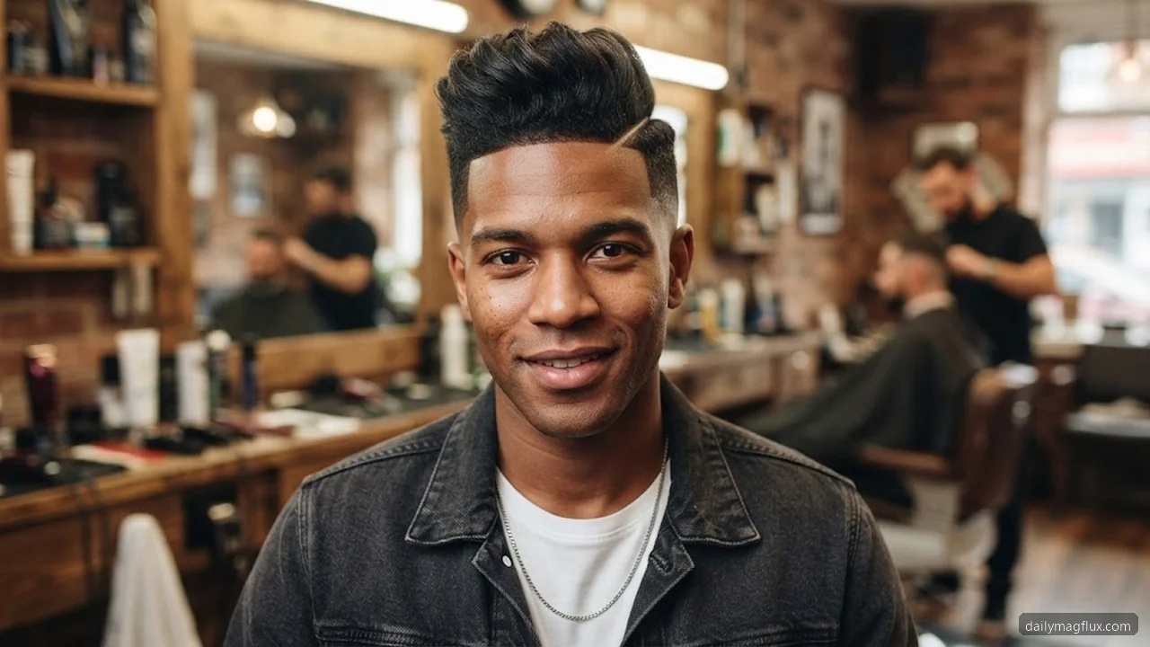 Textured Quiff with Hard Part - Textured Quiff Hairstyle hair visualizer