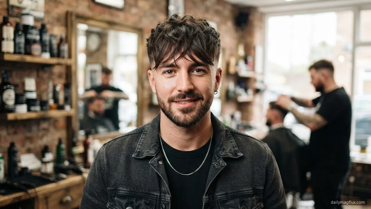 Long Messy Fringe with Low Taper - Textured Fringe With Low Taper Fade hair visualizer