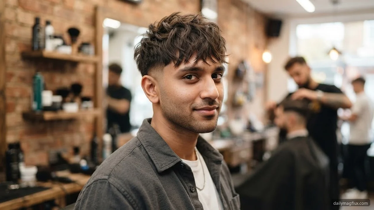 Messy Textured Fringe - Low Taper Fade Textured Fringe hair visualizer