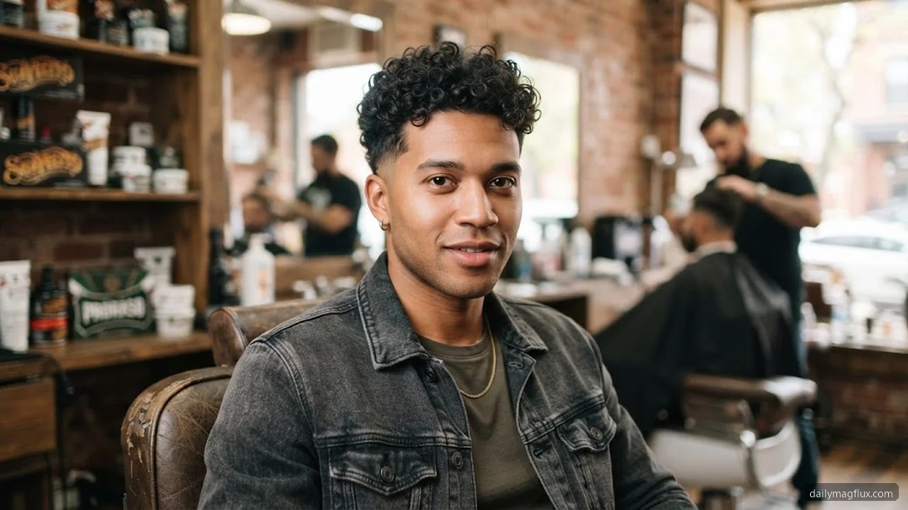 Curly Top Blowout - Mid Taper Fade Blowout hair visualizer