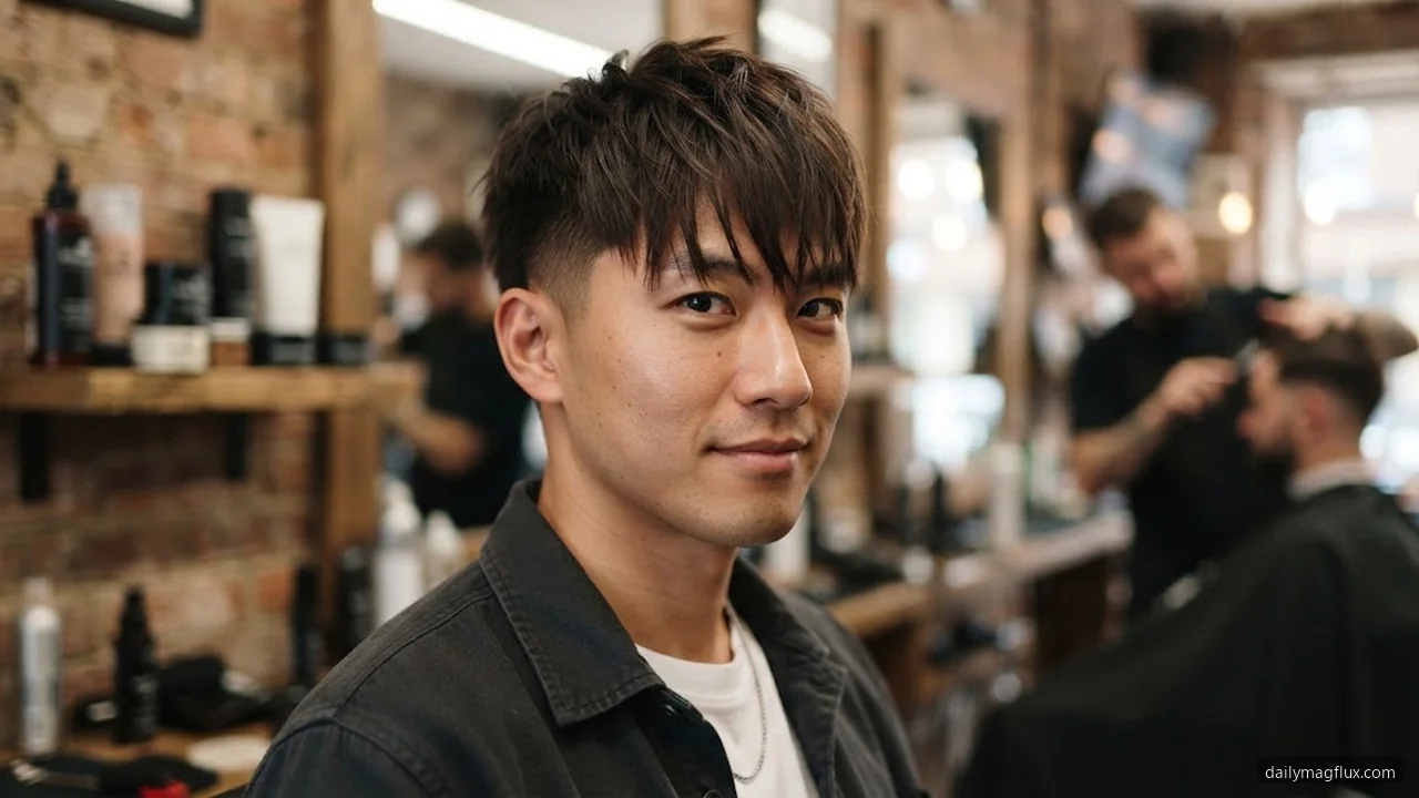 Long Textured Fringe - Low Taper Fade Textured Fringe hair visualizer
