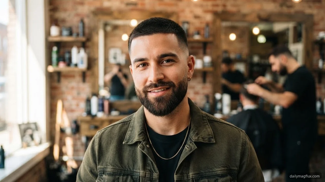 Beard-Blended Buzz - Mid Taper Fade Buzz Cut hair visualizer