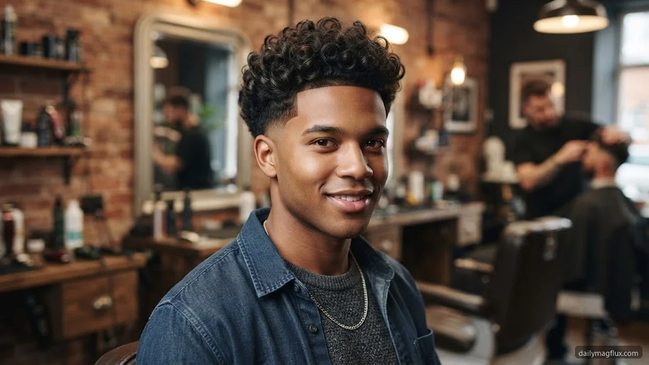 Fluffy Curly Taper - Low Taper Fade Curly Hair hair visualizer