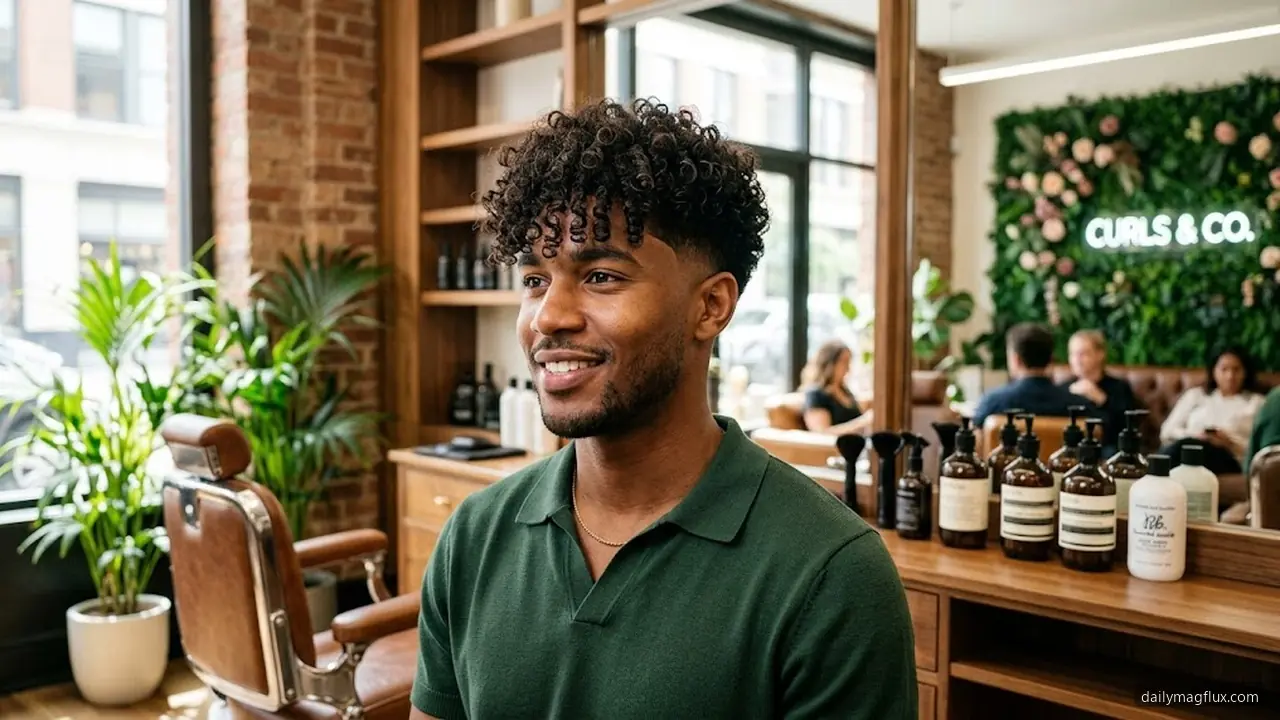 Curly Fringe with Low Taper Fade - Low Taper Fade Curly Hair hair visualizer