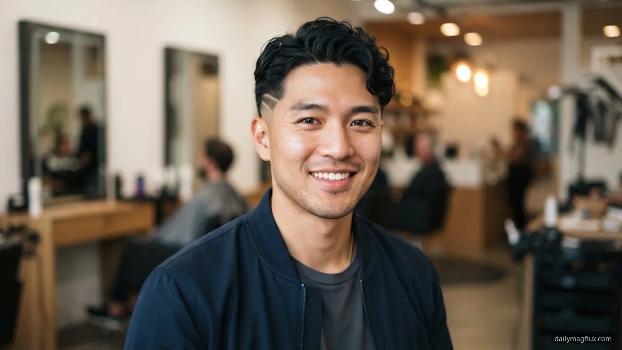 Wavy Hair - Mid Taper Fade with Design Ideas hair visualizer